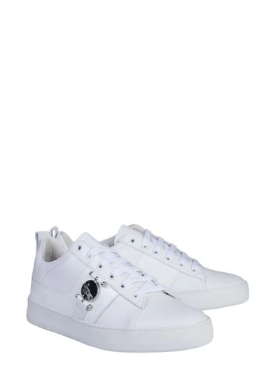 Shop Versace Sneakers With Metal Logo In White