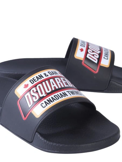 Shop Dsquared2 Slide Sandals In Black