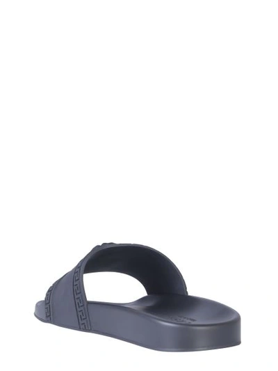 Shop Versace Slide Rubber Sandals In Black