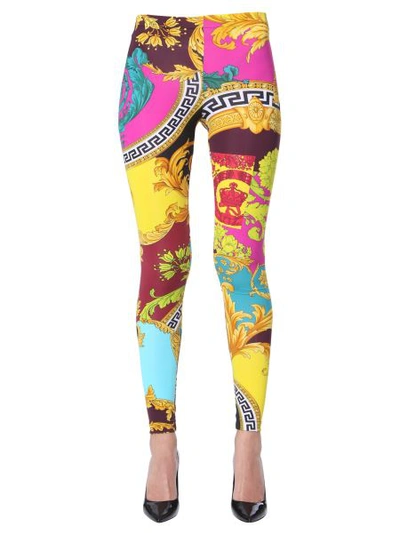 Shop Versace Baroque Voyage Printed Leggings In Multicolour