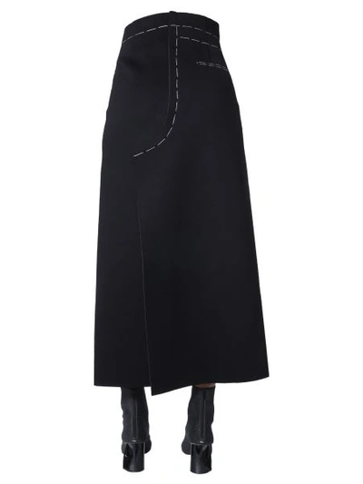 Shop Maison Margiela Long Skirt In Black