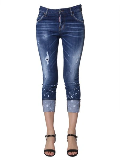 Shop Dsquared2 Cool Girl Fit Cropped Jeans In Blue