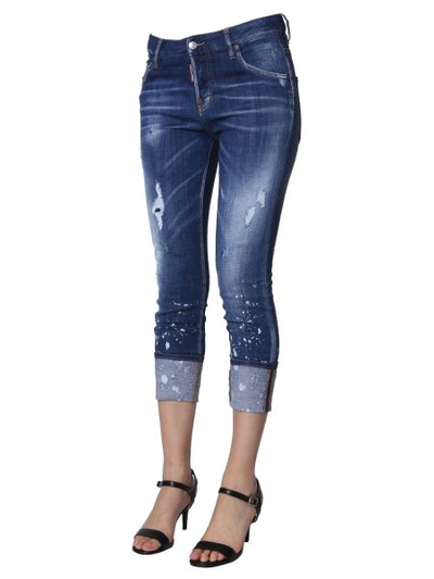 Shop Dsquared2 Cool Girl Fit Cropped Jeans In Blue