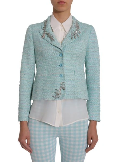 Shop Boutique Moschino Tweed Jacket In Azure