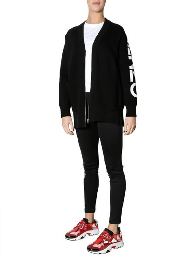 Shop Kenzo Cardigan With Logo In Black