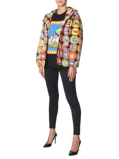 Shop Moschino Hooded Jacket In Multicolour