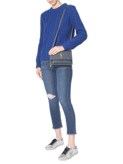 Shop Saint Laurent Braided Sweater In Blue