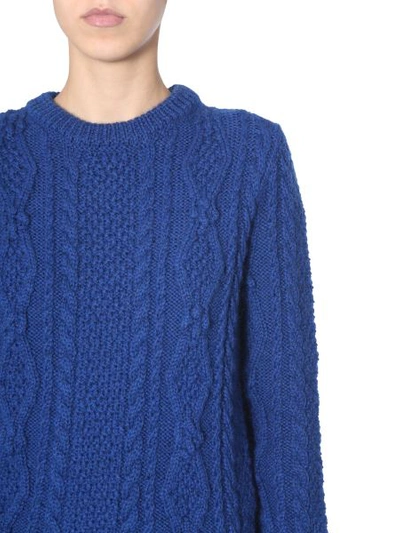 Shop Saint Laurent Braided Sweater In Blue