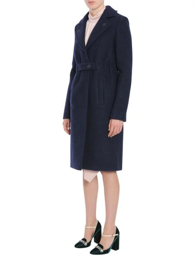 Shop Carven Boiled Wool Coat In Blue