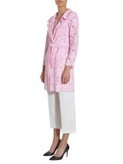 Shop Boutique Moschino Lace Overcoat In Multicolour