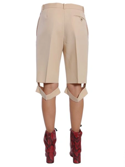 Shop Maison Margiela Bermuda Shorts With Side Bands In Beige