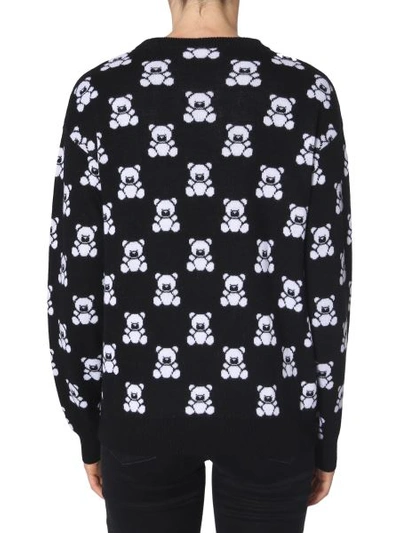 Shop Moschino Teddy Bear Jacquard Pullover In Black