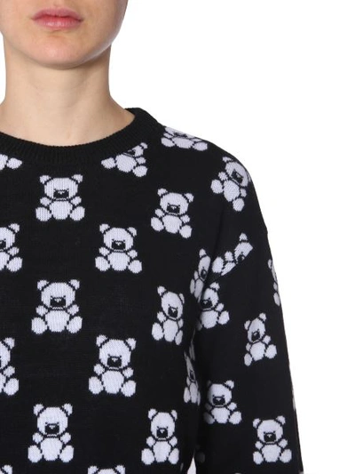 Shop Moschino Teddy Bear Jacquard Pullover In Black