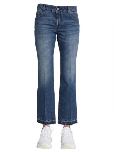 Shop Stella Mccartney Skinny Kick Jeans In Organic Cotton With Raw-cut Edges In Blue