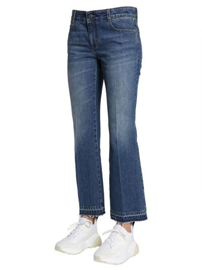 Shop Stella Mccartney Skinny Kick Jeans In Organic Cotton With Raw-cut Edges In Blue