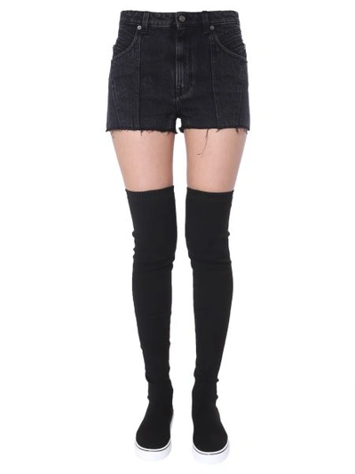 Shop Givenchy Denim Shorts With Frayed Rim In Black