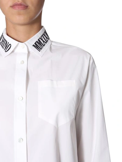 Shop Moschino Blouse With Roman Embroidery In White
