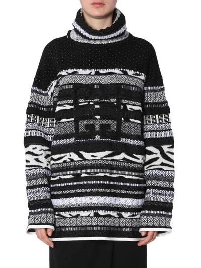 Shop Givenchy Oversize Fit Wool Mixed Sweater In Black