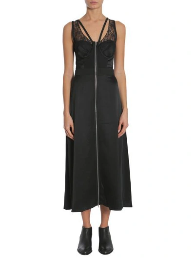 Shop Alexander Wang Midi Silk Dress In Black