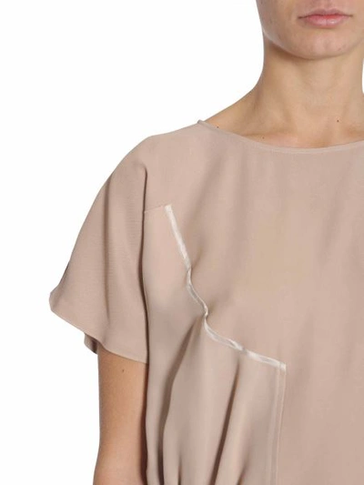 Shop Mm6 Maison Margiela T-shirt With Applied Ruffled Detail In Powder