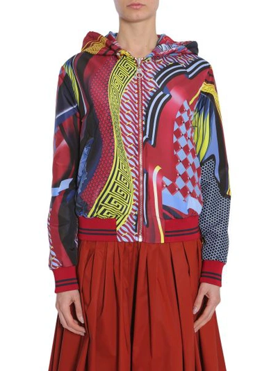 Shop Versace Double Face Energy Wave Bomber Jacket In Multicolour