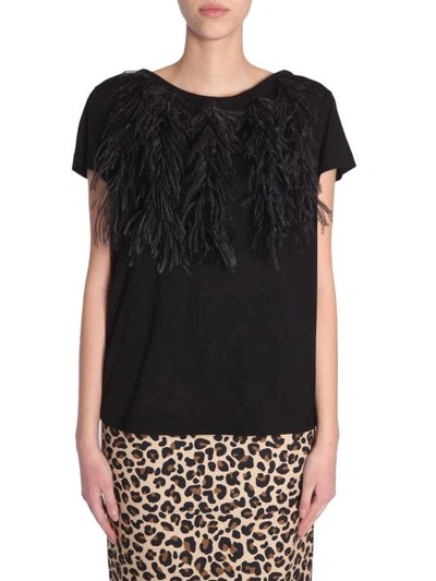 Shop N°21 T-shirt With Feathers In Black
