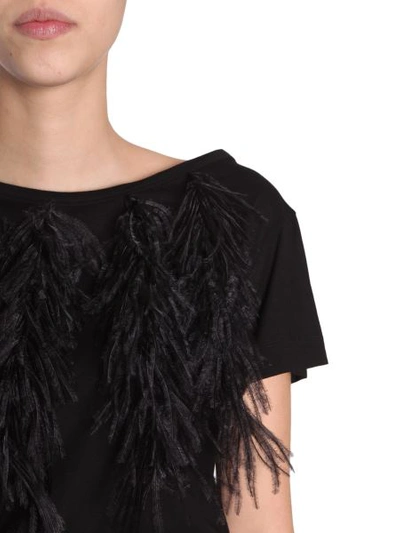 Shop N°21 T-shirt With Feathers In Black