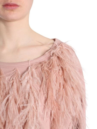 Shop N°21 Sweatshirt With Feathers In Powder