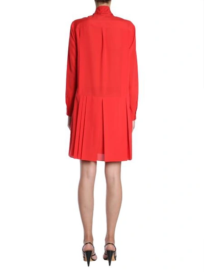 Shop Givenchy Crepe De Chine Silk Shirt Dress With Foulard In Red