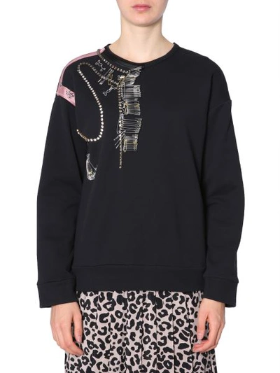 Shop N°21 Cotton Crew Neck Pin-embellished Sweatshirt In Black