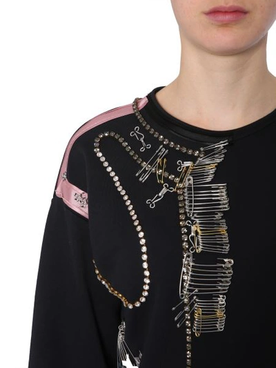 Shop N°21 Cotton Crew Neck Pin-embellished Sweatshirt In Black