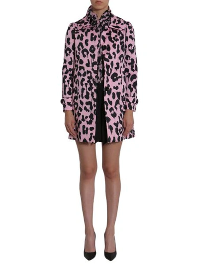 Shop Boutique Moschino Leopard Printed Coat In Pink