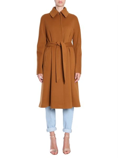Shop Alberta Ferretti Wool And Cashmere Coat In Brown