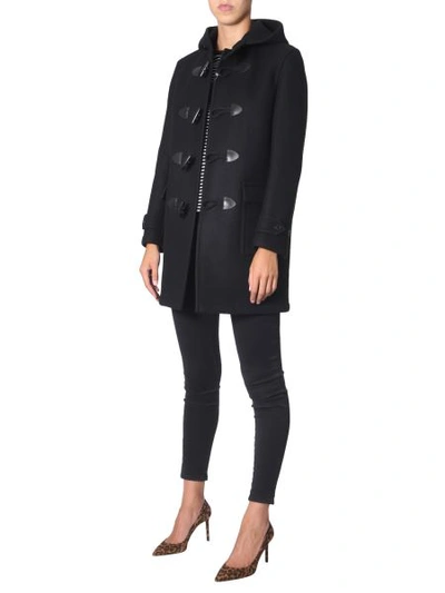 Shop Saint Laurent Duffle Coat In Black