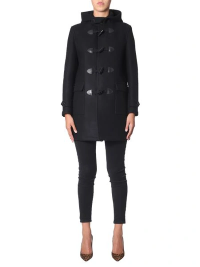 Shop Saint Laurent Duffle Coat In Black