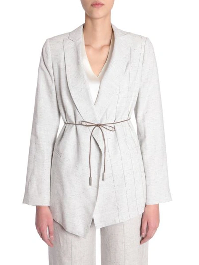 Shop Fabiana Filippi Linen And Silk Jacket In White