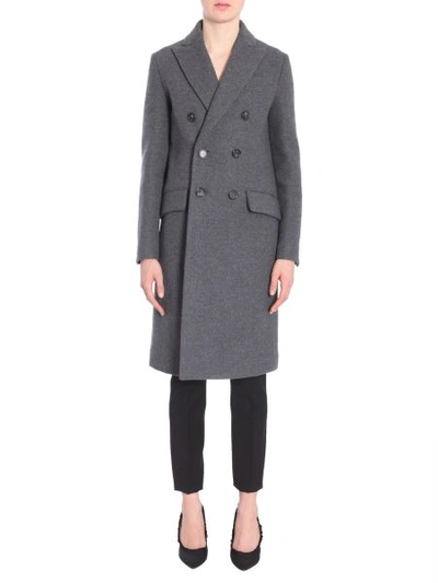 Shop Dsquared2 Double Breasted Coat In Grey