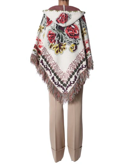 Shop Etro Hooded Poncho In White