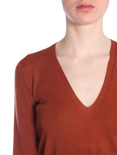 Shop Rick Owens V Collar Sweater In Brown