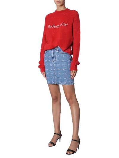 Shop Msgm Crew Neck Sweater In Red