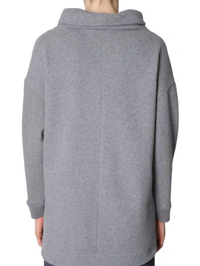 Shop Fabiana Filippi Oversized Fit Hooded Sweater In "platinum" Yarn In Grey