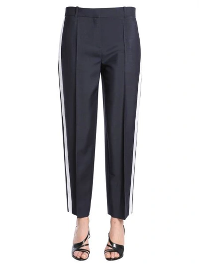 Shop Givenchy Tuxedo Trousers With Side Satin Bands In Blue