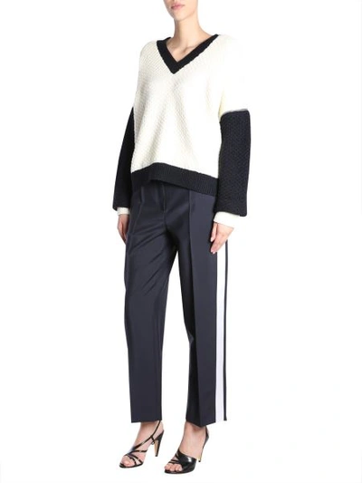 Shop Givenchy Tuxedo Trousers With Side Satin Bands In Blue