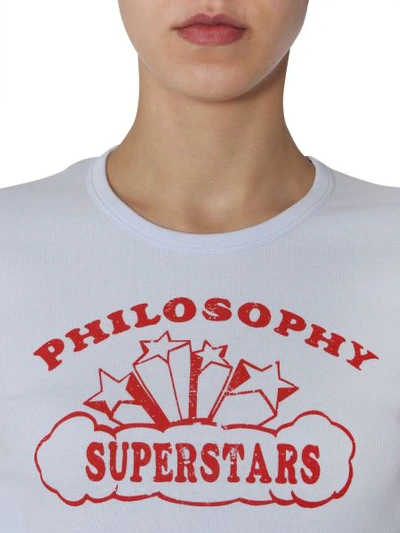 Shop Philosophy Di Lorenzo Serafini Cotton T-shirt With Superstars Print In Baby Blue