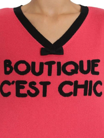 Shop Boutique Moschino V Collar Sweater In Fuchsia