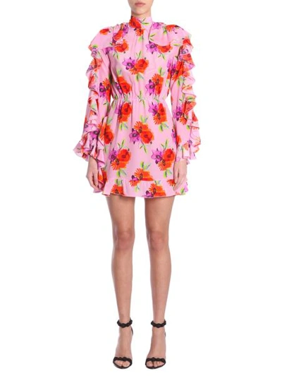 Shop Msgm Print Short Dress In Pink