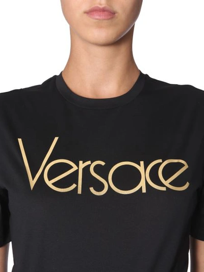 Shop Versace Round Neck T-shirt In Black