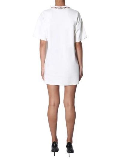 Shop Moschino Crew Neck Dress In White