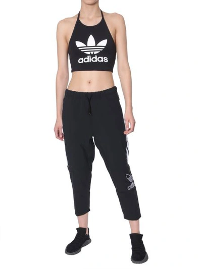 Shop Adidas Originals Cropped Trousers In Black