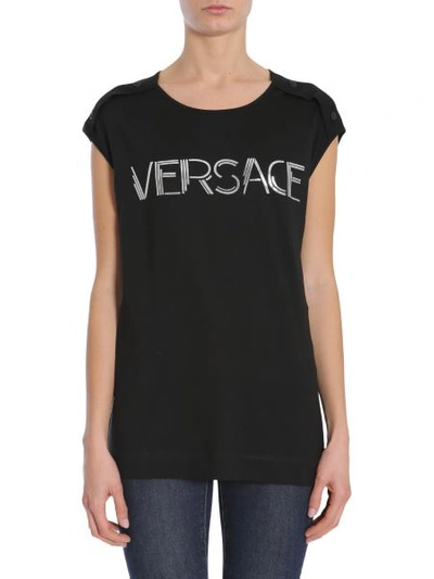 Shop Versace Oversize Top In Black